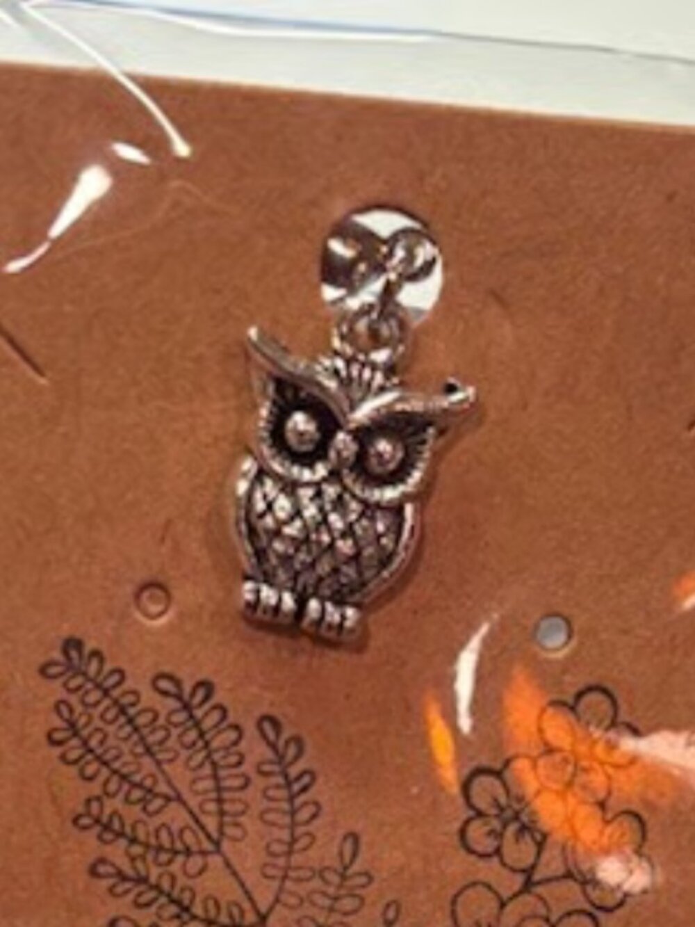 Silver owl clip charm